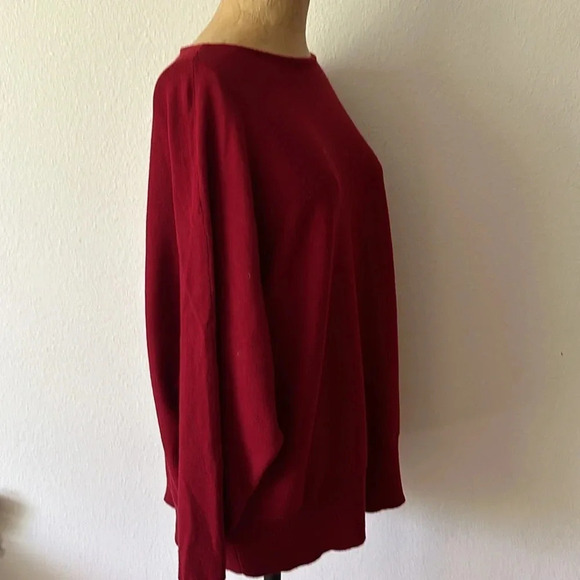 Eddie Bauer XXL red 100% merino dolman sleeve sweater great pre owned condition - Picture 2 of 6
